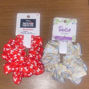 Disney Minnie Mouse & Tinker Bell Hair Scrunchie Set NWT Perfect for Disney fans